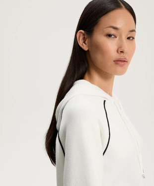 Вязаный кардиган с капюшоном и контрастным кантом- Заказать в России