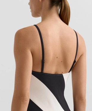 Купальник бандо из пике в диагональную полоску- Заказать в России