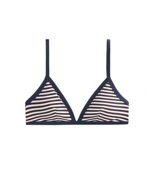 Топ бикини с треугольными чашками в рельефную полоску с окантовкой- Заказать в России