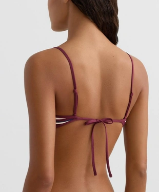 Топ бикини с треугольными чашками из рельефной ткани в полоску- Заказать в России