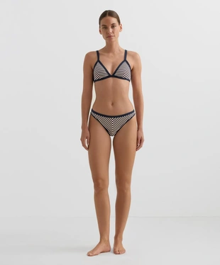 Классические плавки бикини в рельефную полоску с окантовкой- Заказать в России