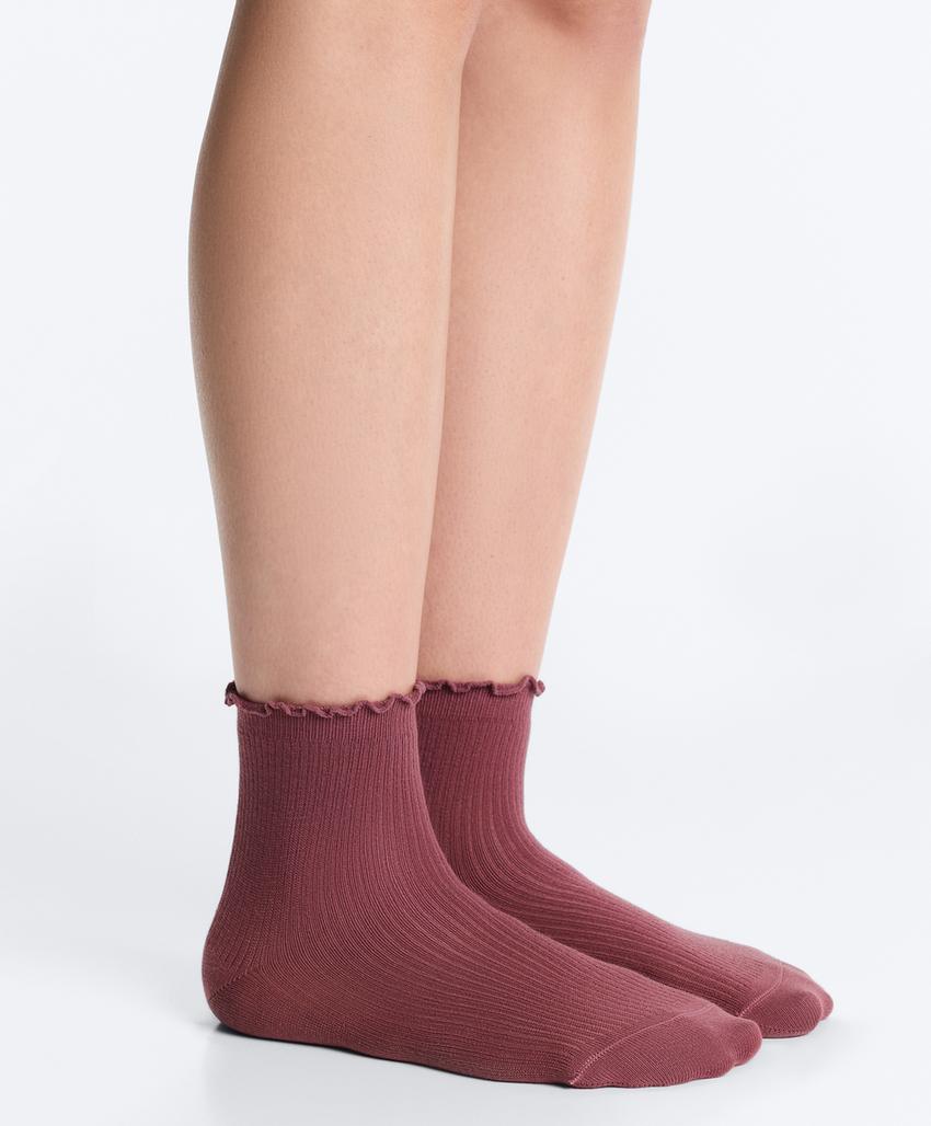 3 пары хлопковых носков средней длины с волнистым краем