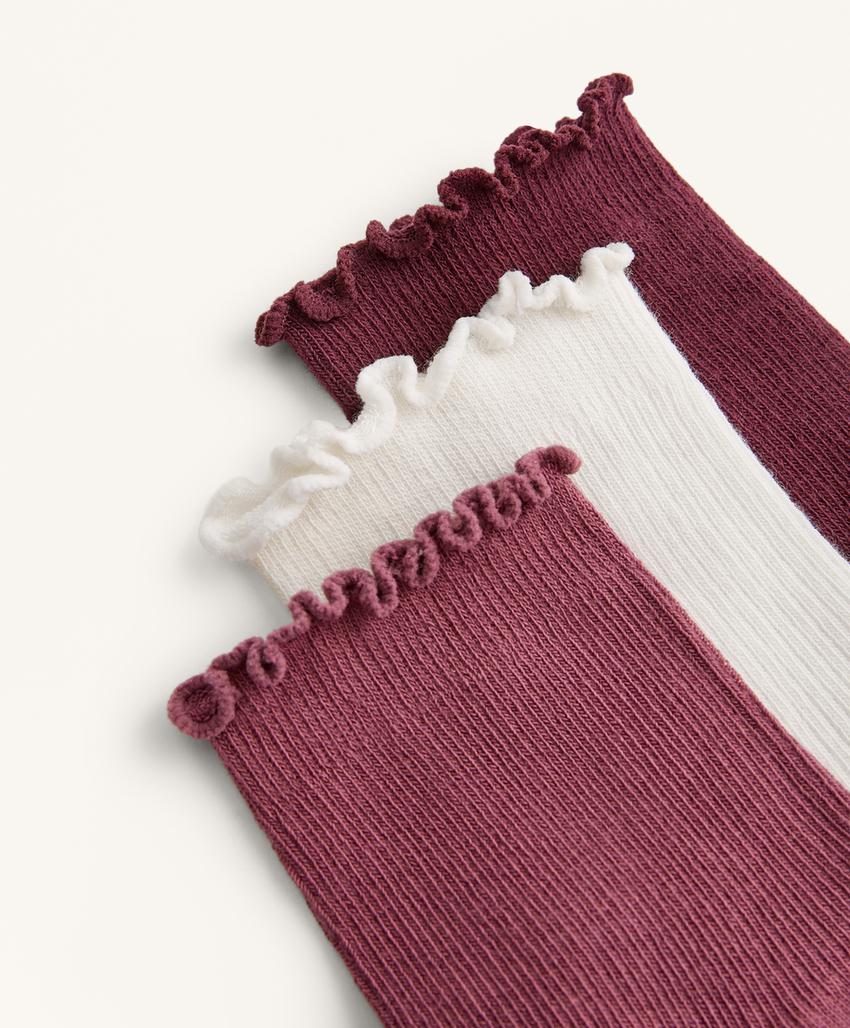 3 пары хлопковых носков средней длины с волнистым краем