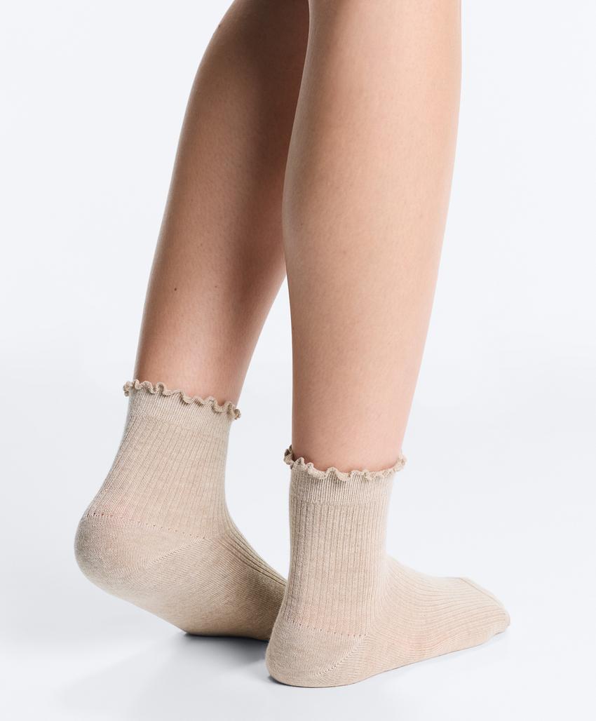 3 пары хлопковых носков средней длины с волнистым краем