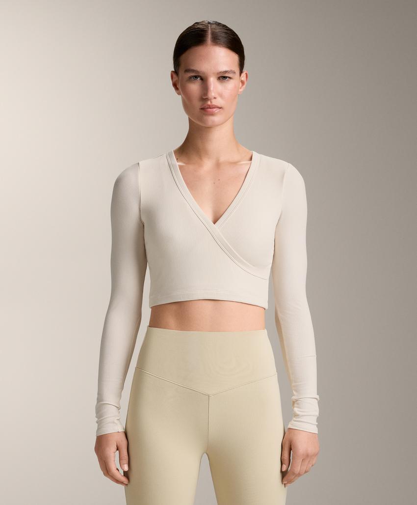 Tank top с длинным рукавом, перекрестный, Rib, модал