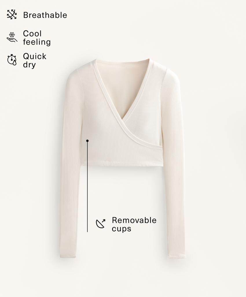 Tank top с длинным рукавом, перекрестный, Rib, модал