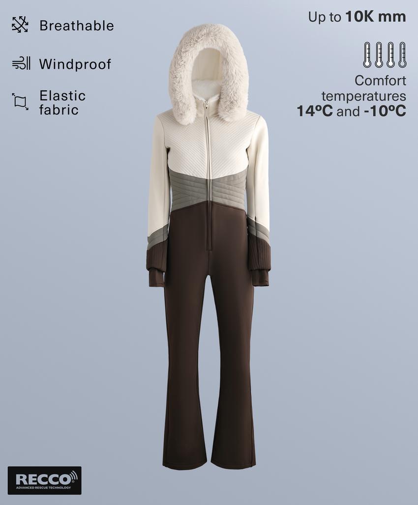 Костюм для горных лыж с защитой от влаги и контрастным цветовым блоком