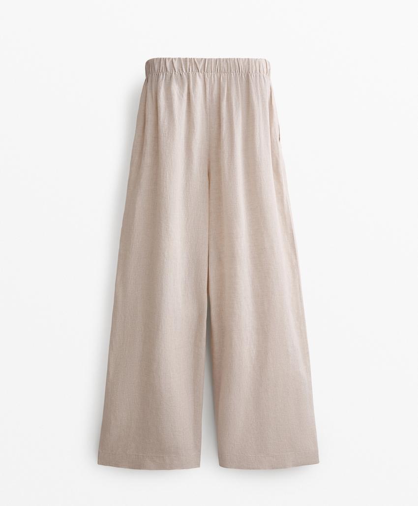 Широкие льняные брюки из 100% льна