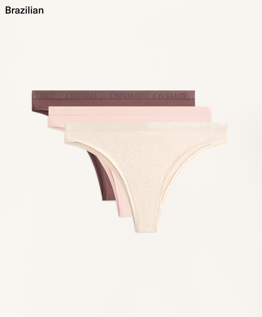 3 трусов бразильяна из смесового хлопка с логотипом