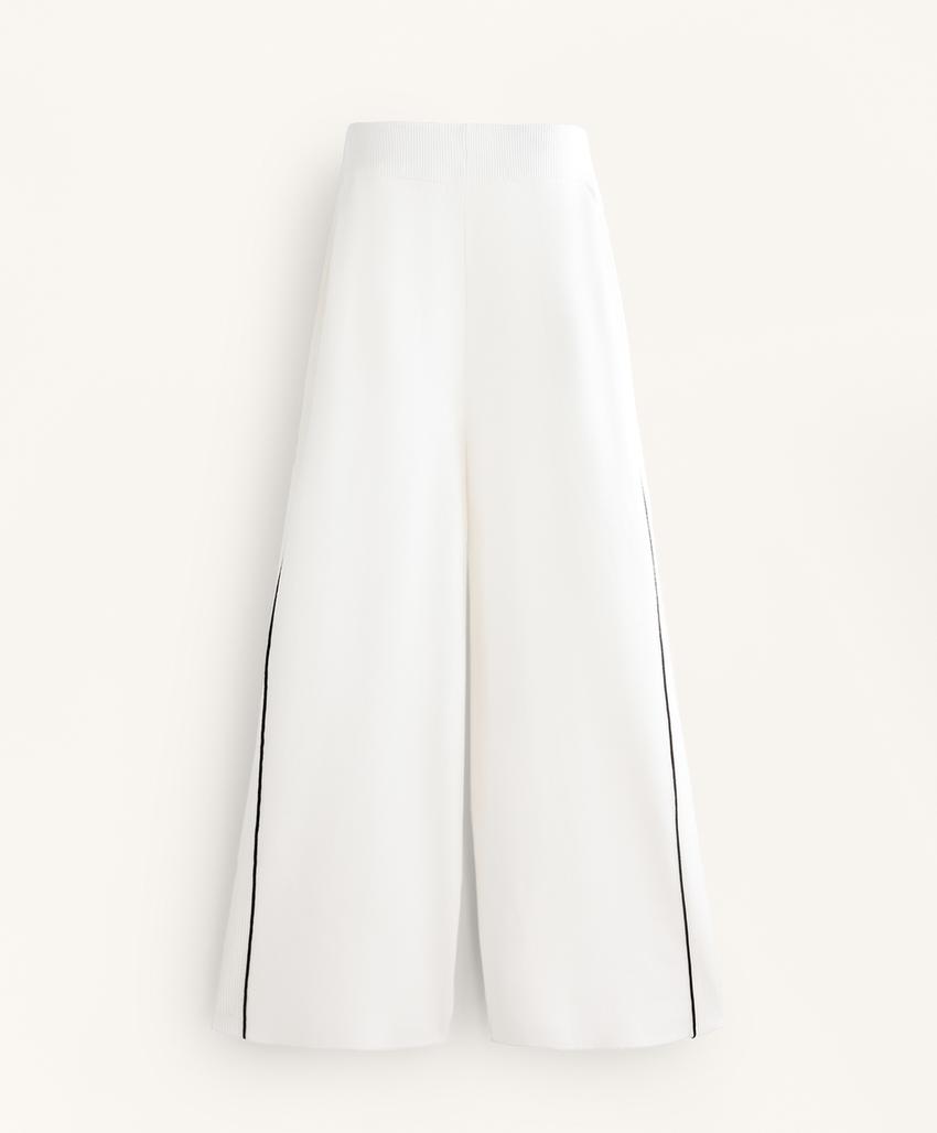 Вязанные брюки прямого покроя с контрастной окантовкой