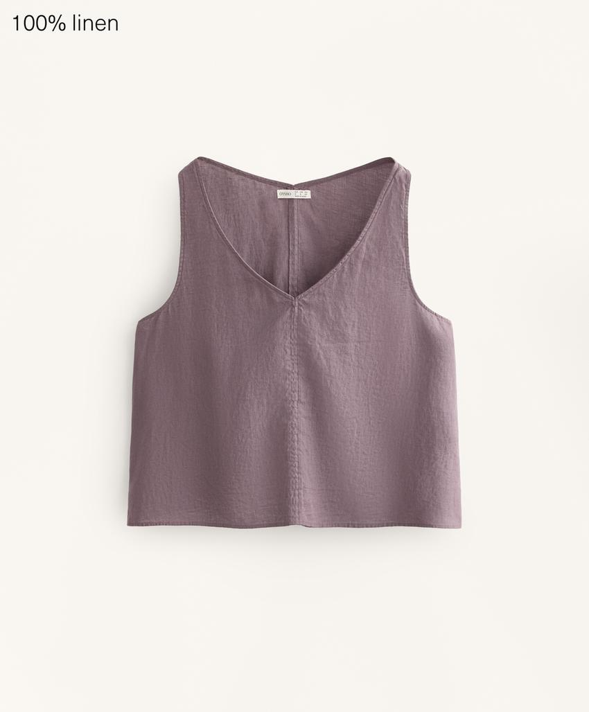 Top на бретельках с V-образным вырезом из 100%-го льна