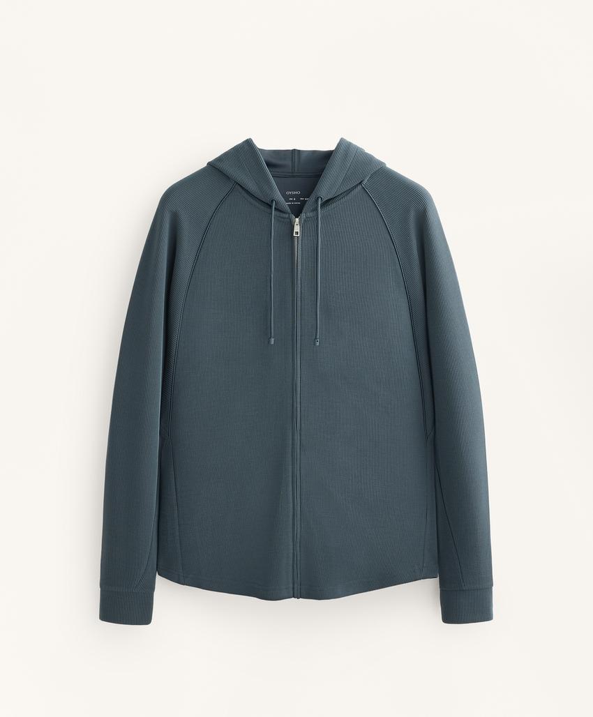 Куртка в рубчик с капюшоном и 29% модала