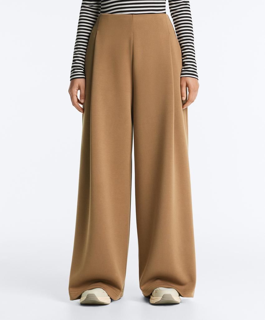 Брюки High rise из твила со складками