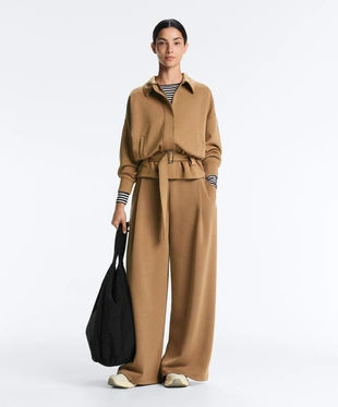 Брюки HIGH RISE из твила со складками- Заказать в России