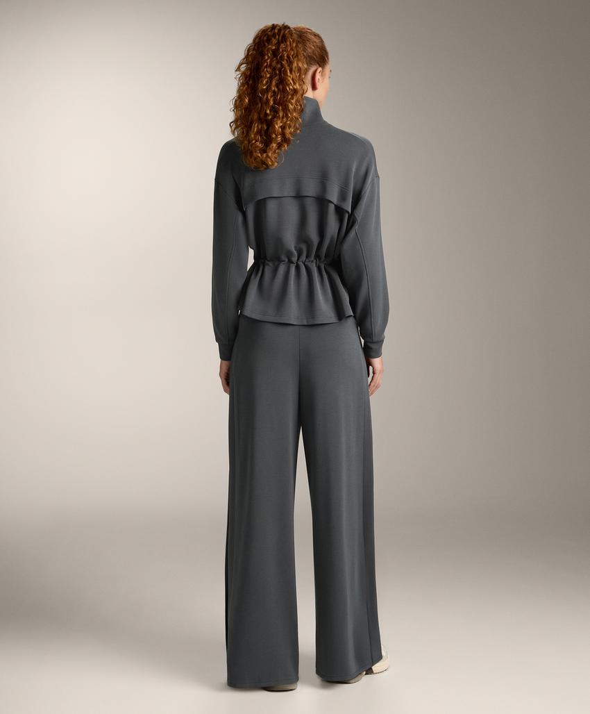 Soft-touch modal jacket with adjustable waist and high collar