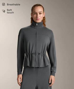 SOFT-TOUCH MODAL JACKET WITH ADJUSTABLE WAIST AND HIGH COLLAR- Заказать в России