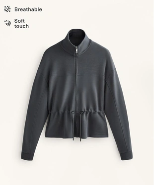 SOFT-TOUCH MODAL JACKET WITH ADJUSTABLE WAIST AND HIGH COLLAR- Заказать в России