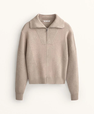 Вязаная куртка с воротником в рубчик- Заказать в России