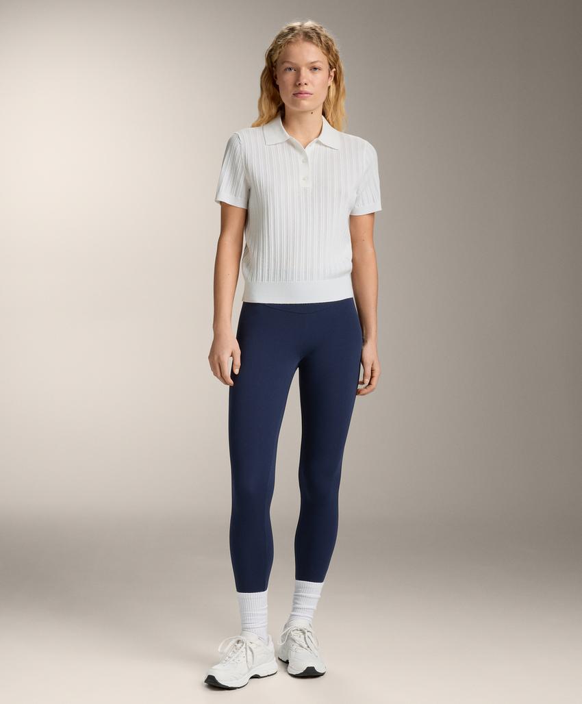 Поло с вязаным узором pointelle