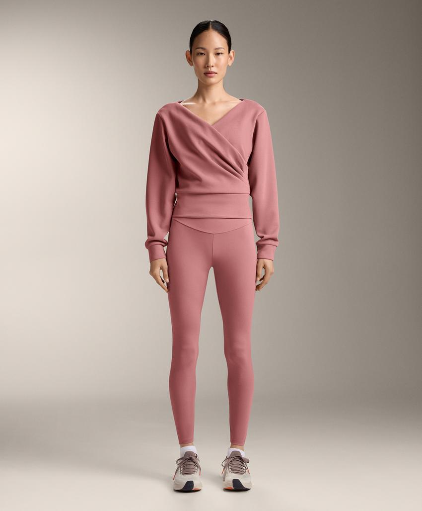 Свитшот из мягкого ребристого модала с завязками