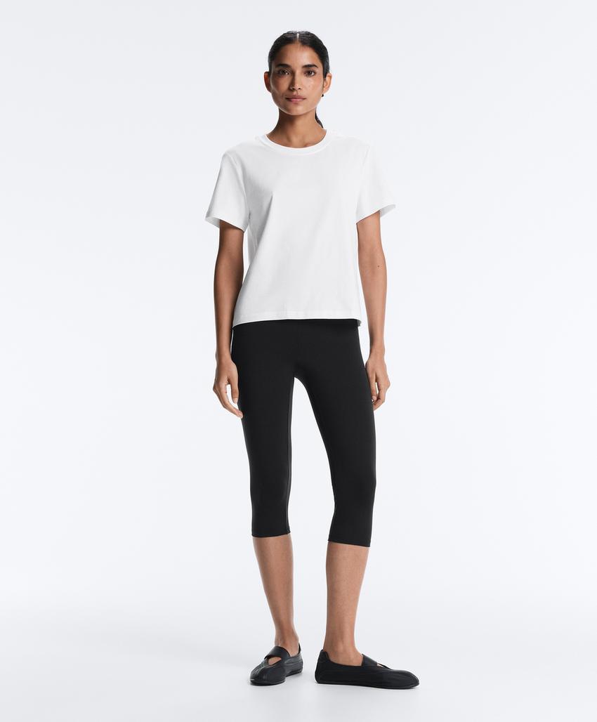 T-shirt regular manga curta mistura algodão