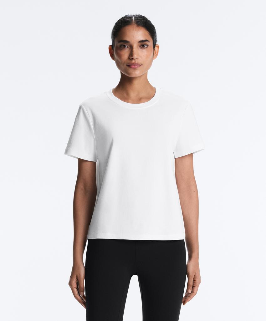 T-shirt regular manga curta mistura algodão