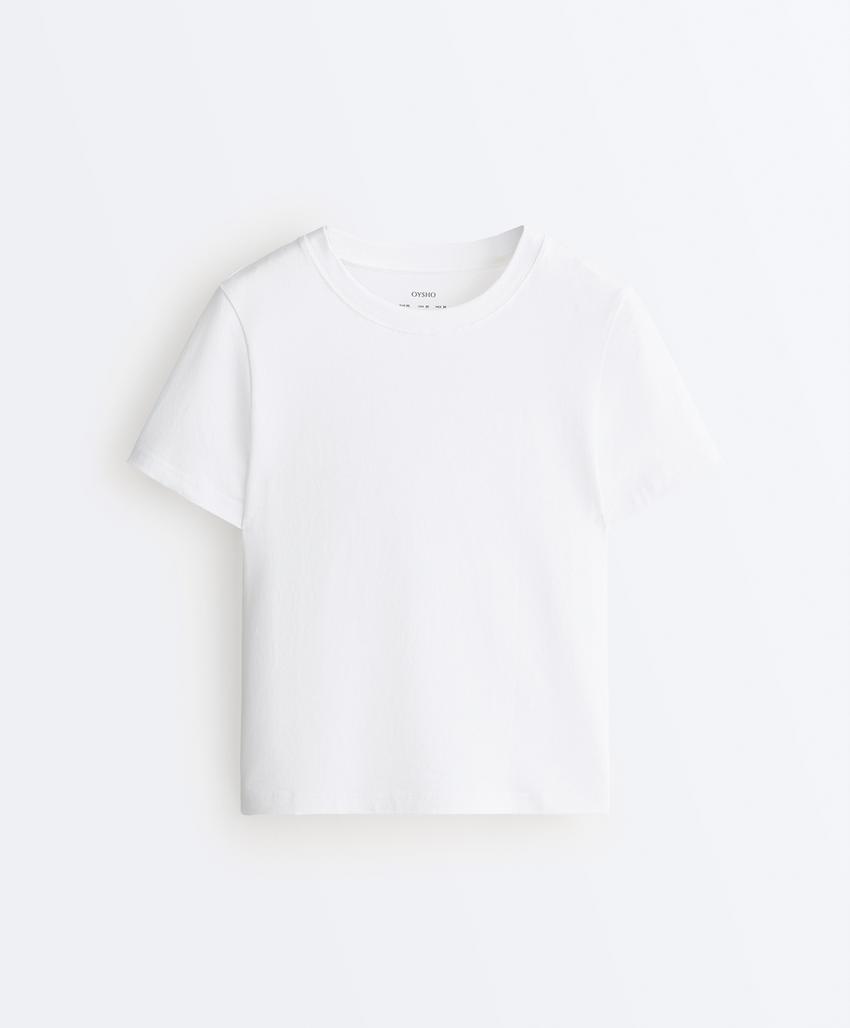 T-shirt regular manga curta mistura algodão