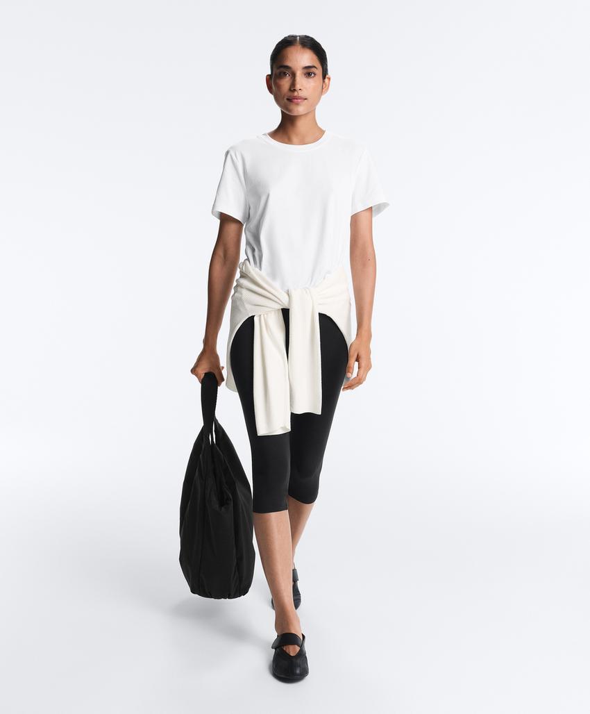 T-shirt regular manga curta mistura algodão