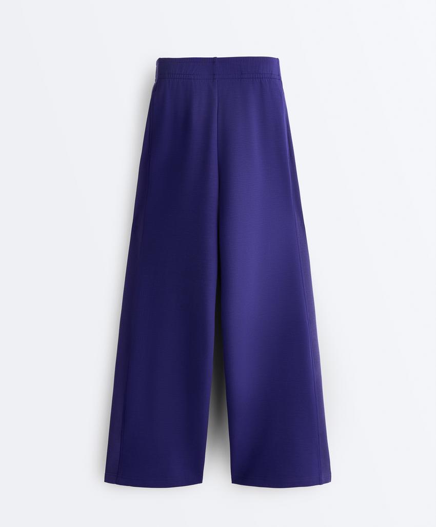 Широкие прямые брюки из ребристого модала с мягким ворсом