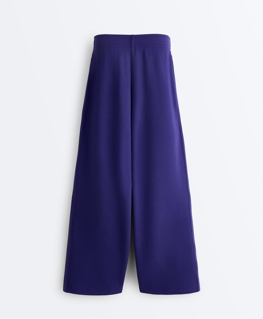 Широкие прямые брюки из ребристого модала с мягким ворсом