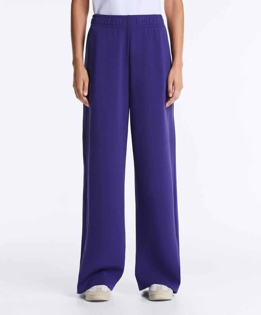 Широкие прямые брюки из ребристого модала с мягким ворсом