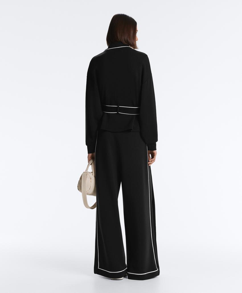 Широкие брюки из мягкого модала с контрастной окантовкой