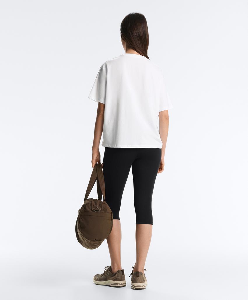 T-shirt boxy manga curta mistura algodão