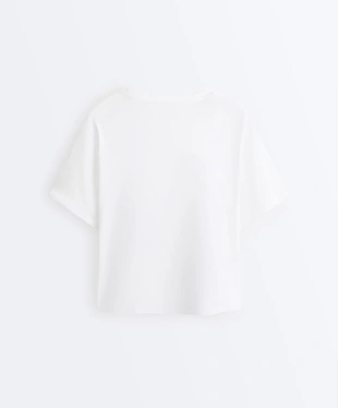 BOXY SHORT SLEEVE COTTON BLEND T-SHIRT- Заказать в России