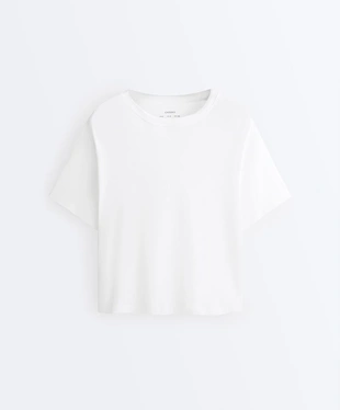 BOXY SHORT SLEEVE COTTON BLEND T-SHIRT- Заказать в России