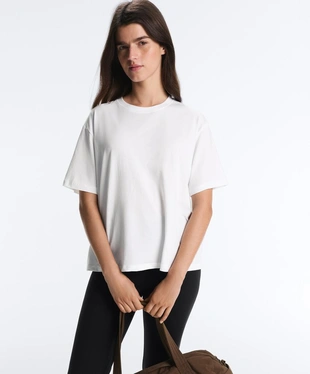 BOXY SHORT SLEEVE COTTON BLEND T-SHIRT- Заказать в России
