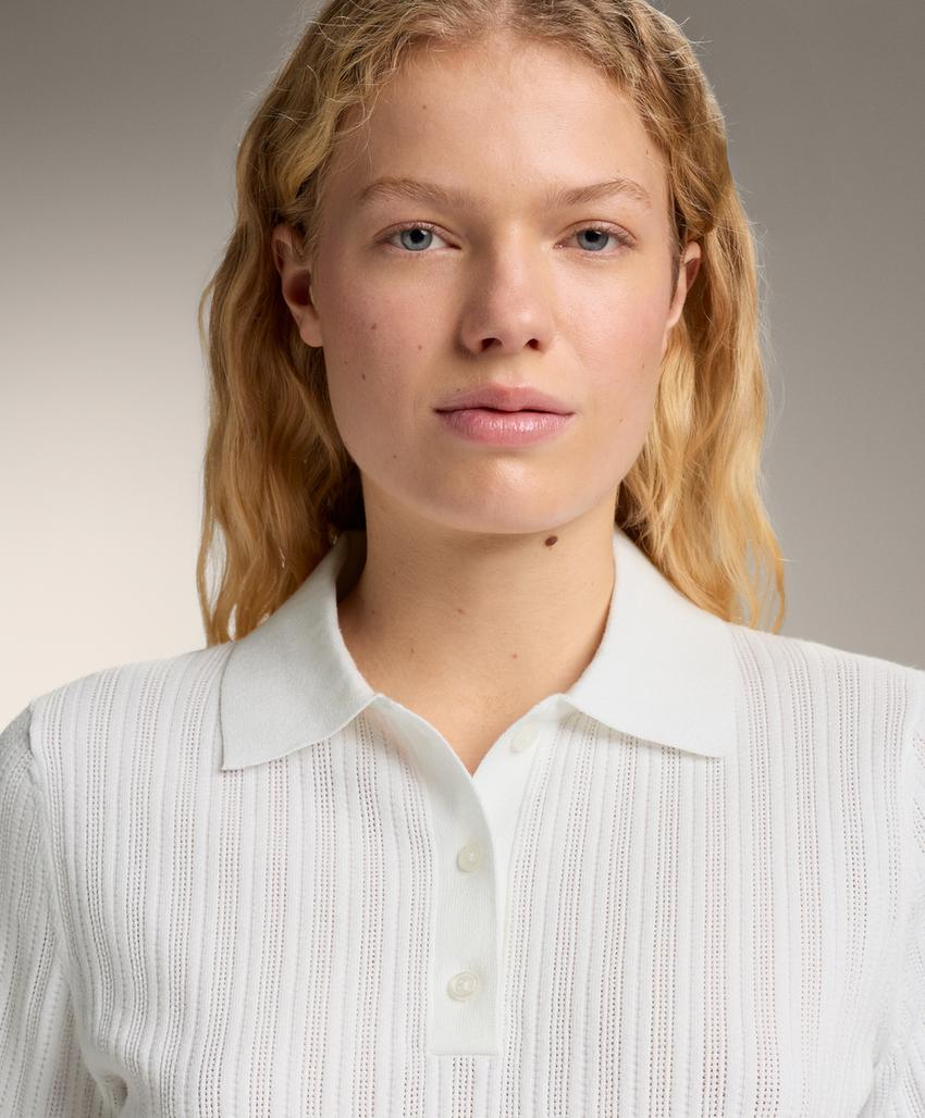 Поло с кружевным вязанием