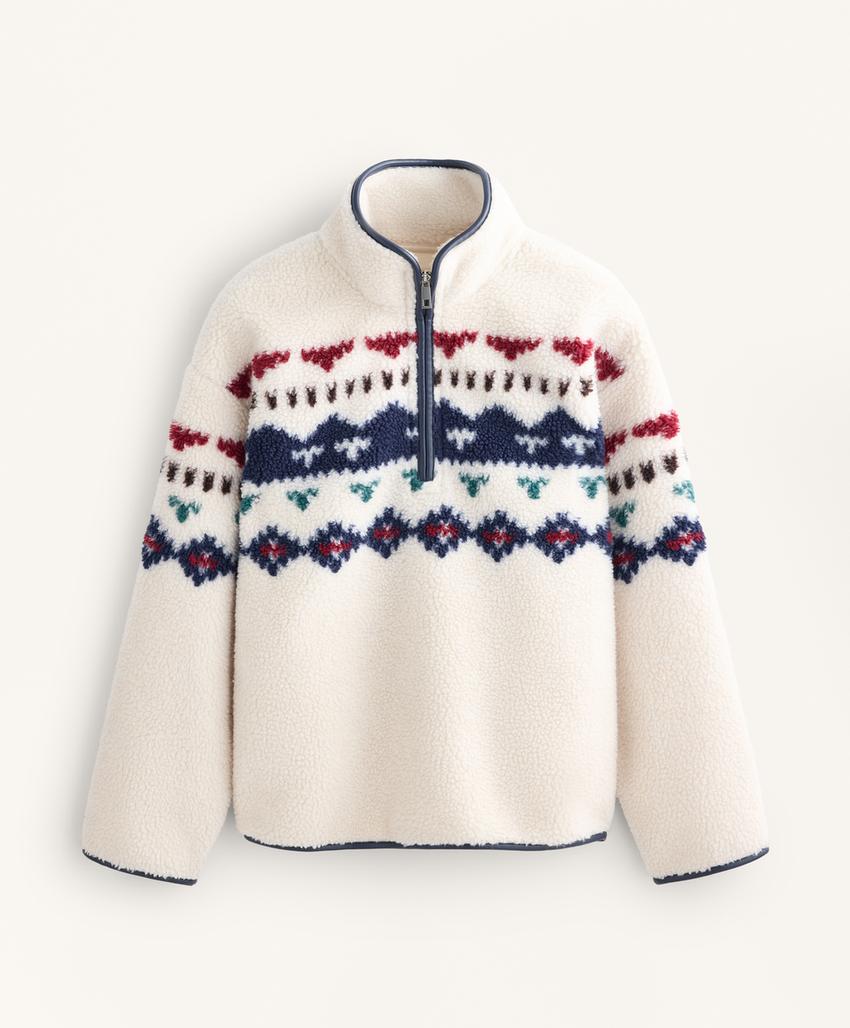 Свитшот из меховой эко-замши с геометрическим узором