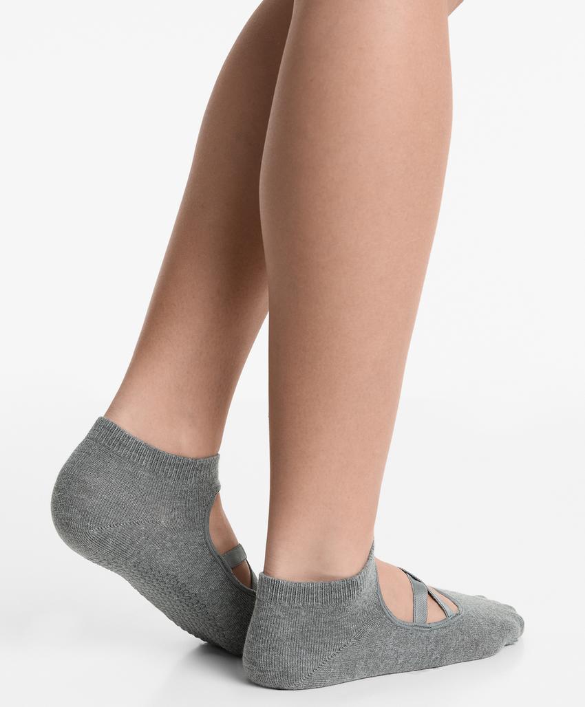 Носки для йоги и пилатес из хлопково-смешанной ткани с перекрёстными ремешками, 2 пары