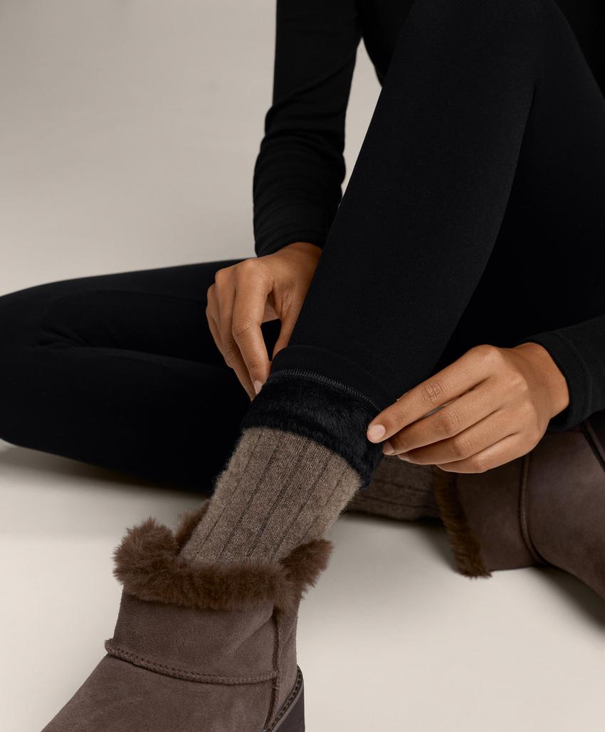 Утепленные леггинсы до щиколотки с высокой посадкой и швом 70 см