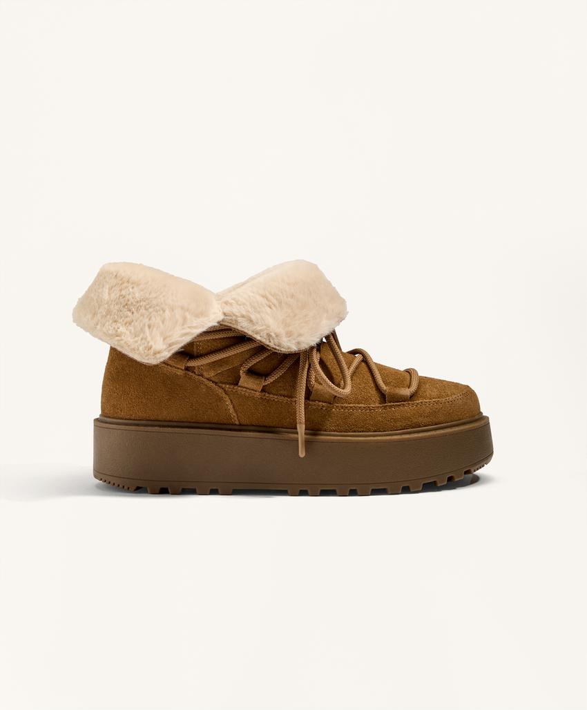 Ботинки на платформе из разделанной кожи с клапаном