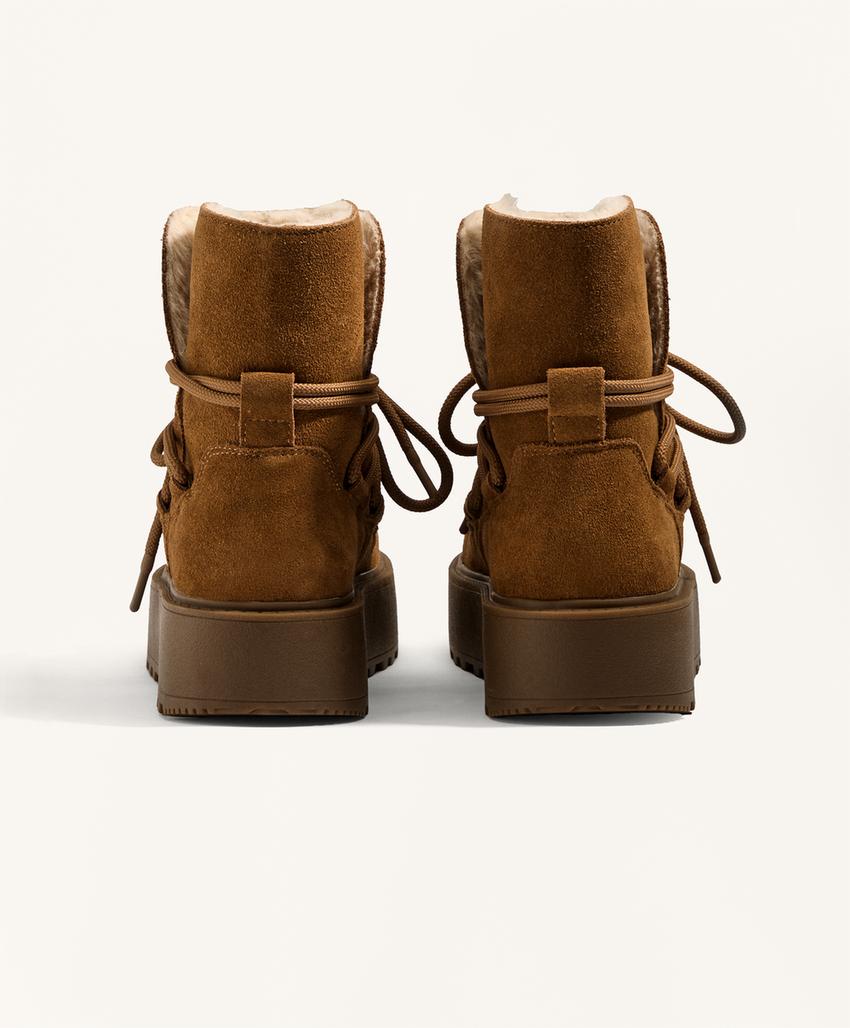 Ботинки на платформе из разделанной кожи с клапаном