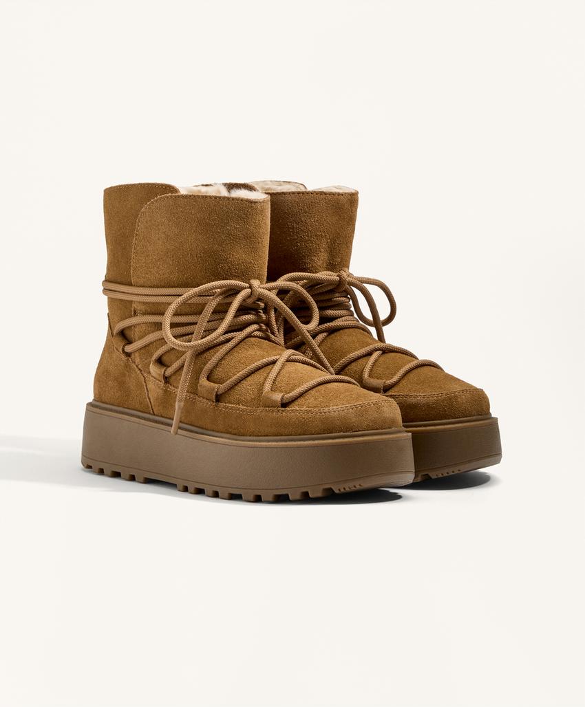 Ботинки на платформе из разделанной кожи с клапаном