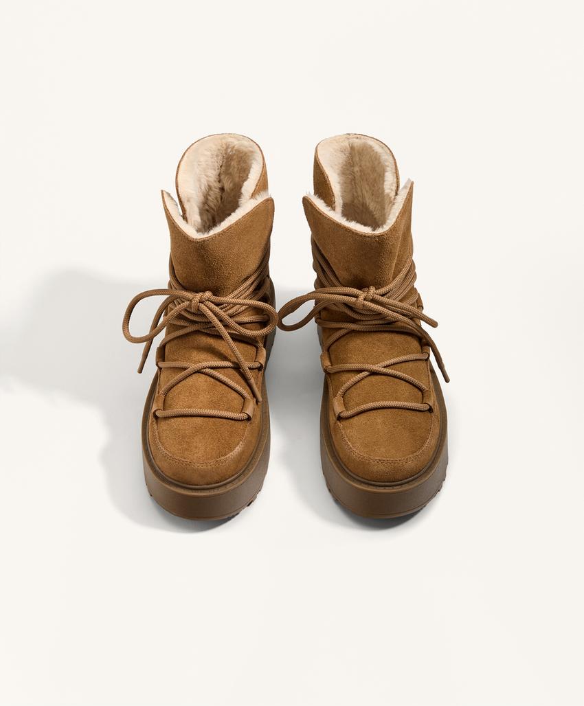 Ботинки на платформе из разделанной кожи с клапаном