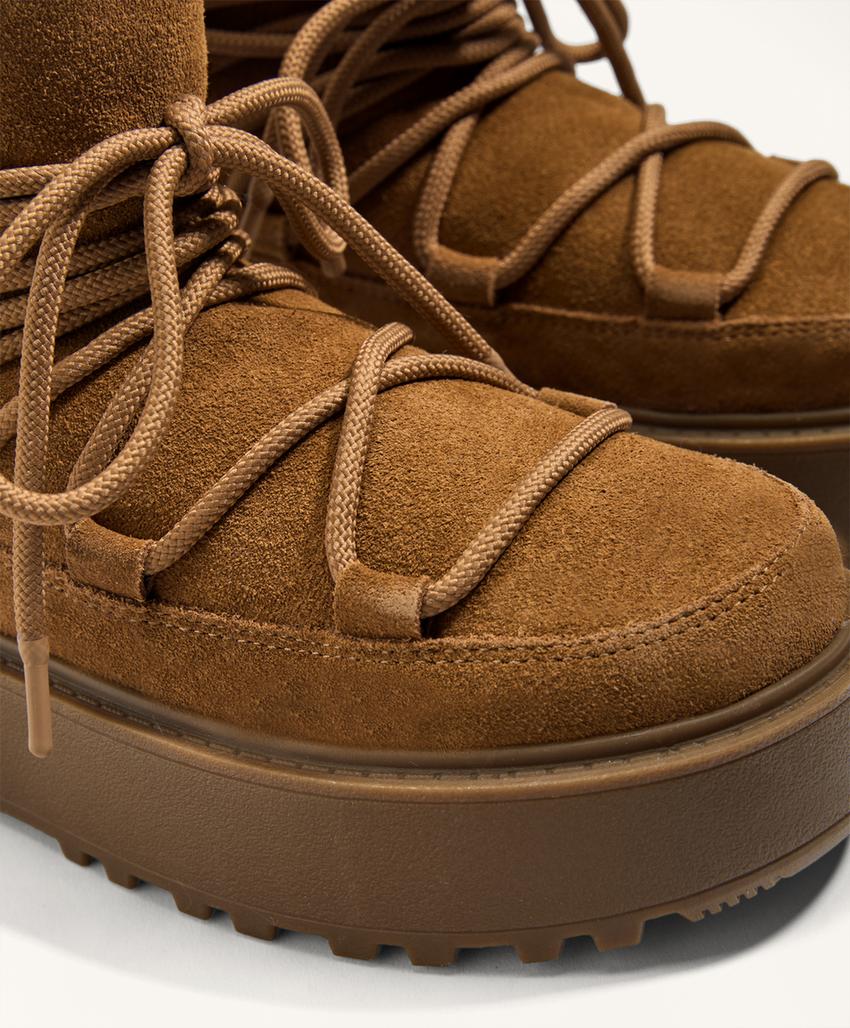 Ботинки на платформе из разделанной кожи с клапаном