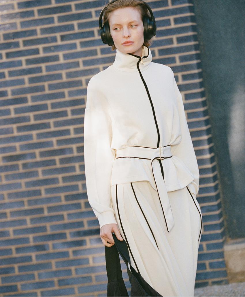 Куртка с контрастным Piping из мягкого модала