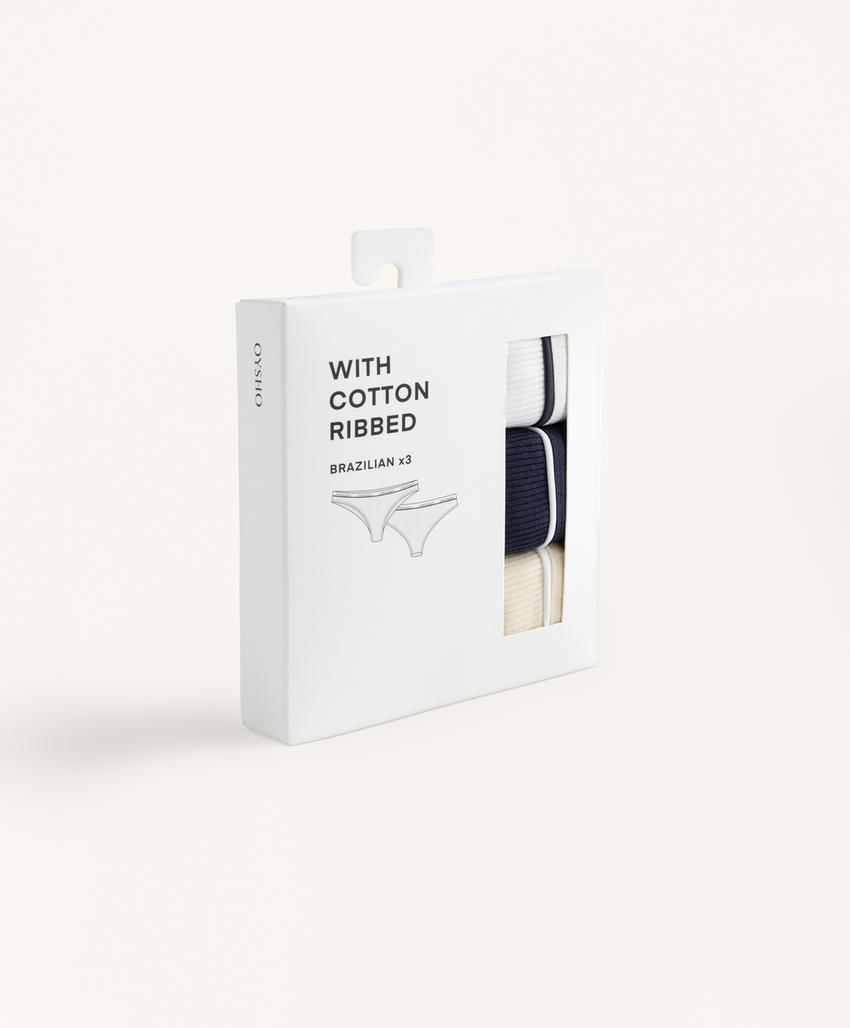 3 трусов бразильяно Rib из смесового хлопка