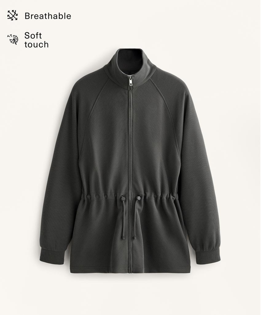 Длинная куртка в рубчик с регулируемым поясом из модала