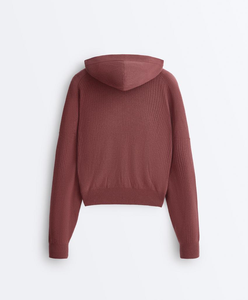 Вязаная куртка Rib с капюшоном