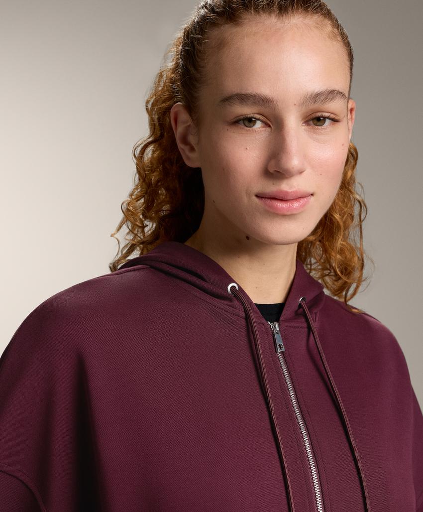 Хлопковая худи с капюшоном в стиле оверсайз из пике